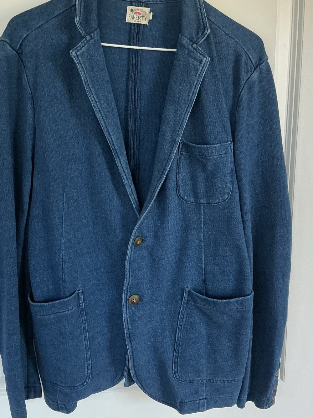 Faherty Indigo Inlet Blue Cotton-Blend Blazer